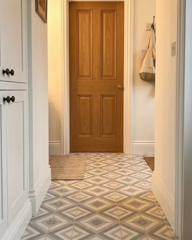 Peel-and-stick tiles for easy bathroom floor installation