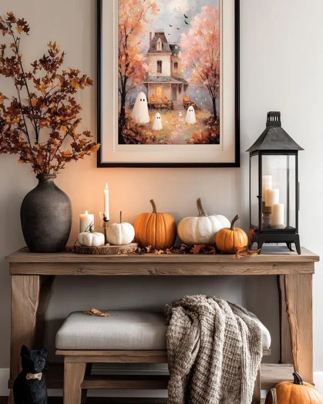 Haunted House Ghost Print digital download for Halloween wall art.