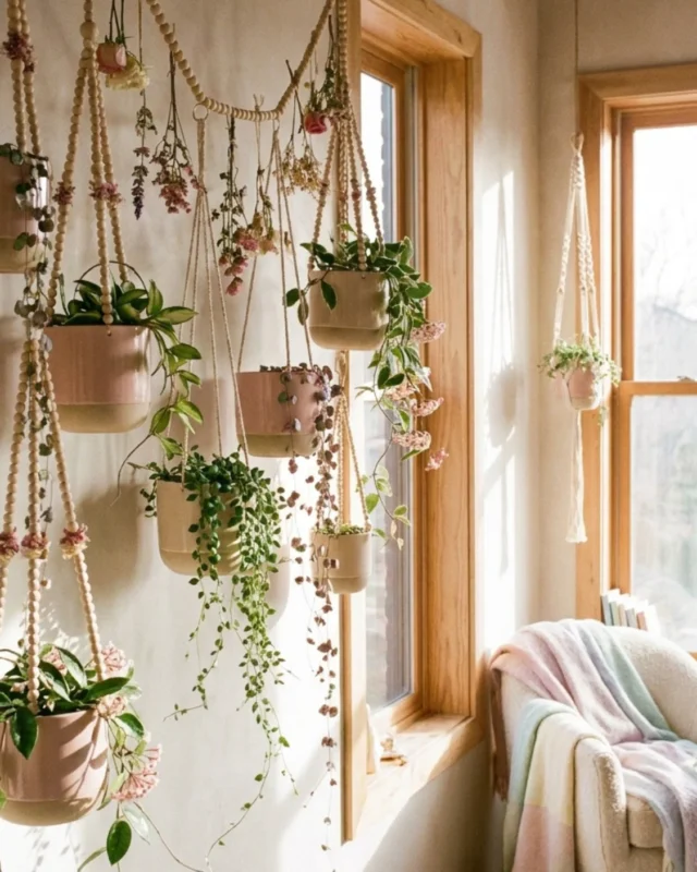 Stylish decor piece enhancing an empty corner of a living room.