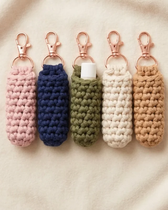 Colorful crochet keychains for beginners with easy patterns.