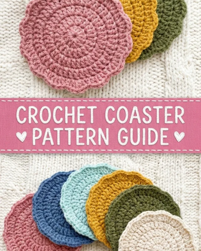 Easy textured scalloped crochet coasters for beginners pattern