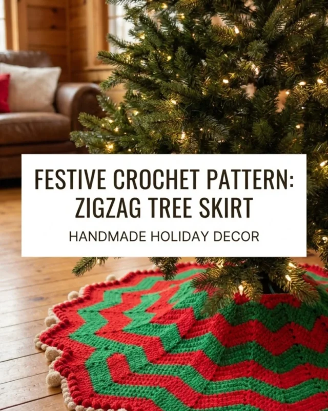 Crochet Christmas Tree Skirt with easy stripes pattern in multiple sizes=