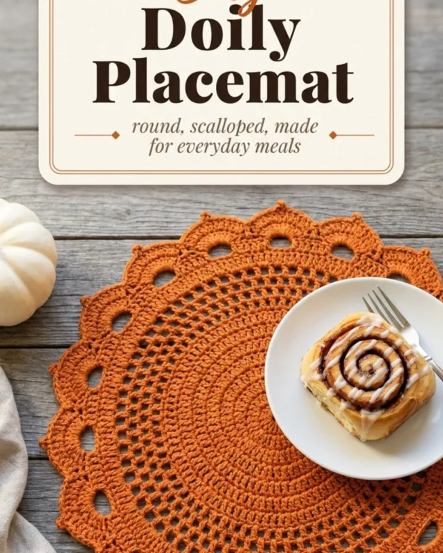 Free doily-style round crochet placemat pattern for beginners